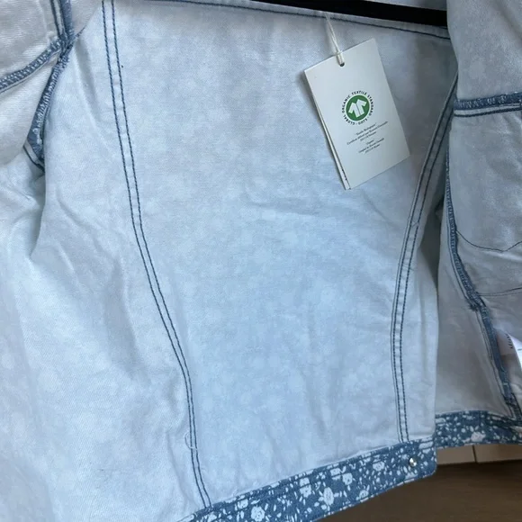 NWT sezane wilfrield jacket size S two tone blue flower print - Picture 11 of 14